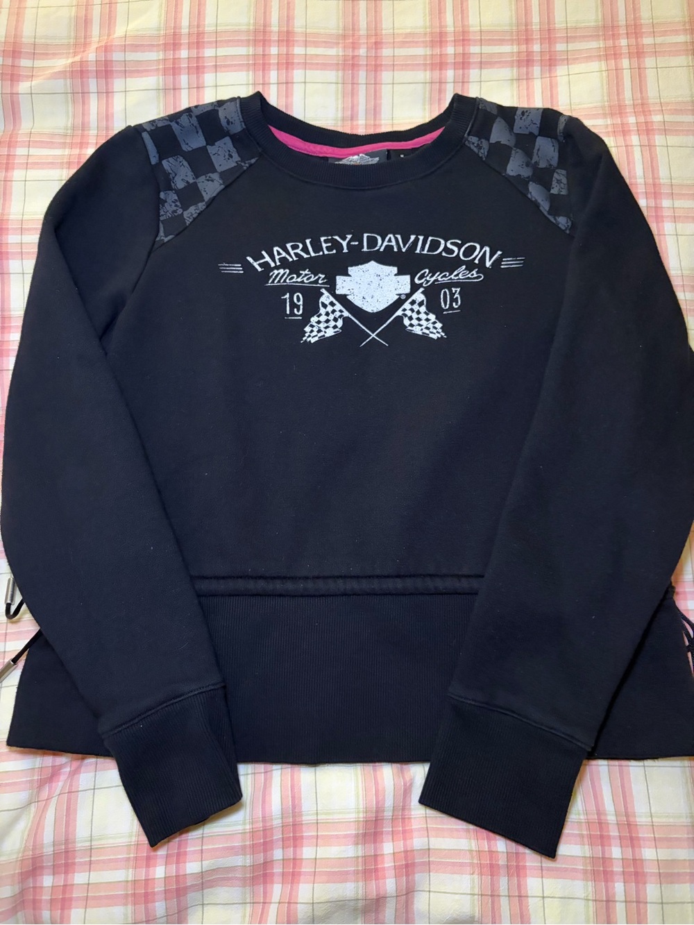 Harley Davidson Checkered Shoulder Sweatshirt